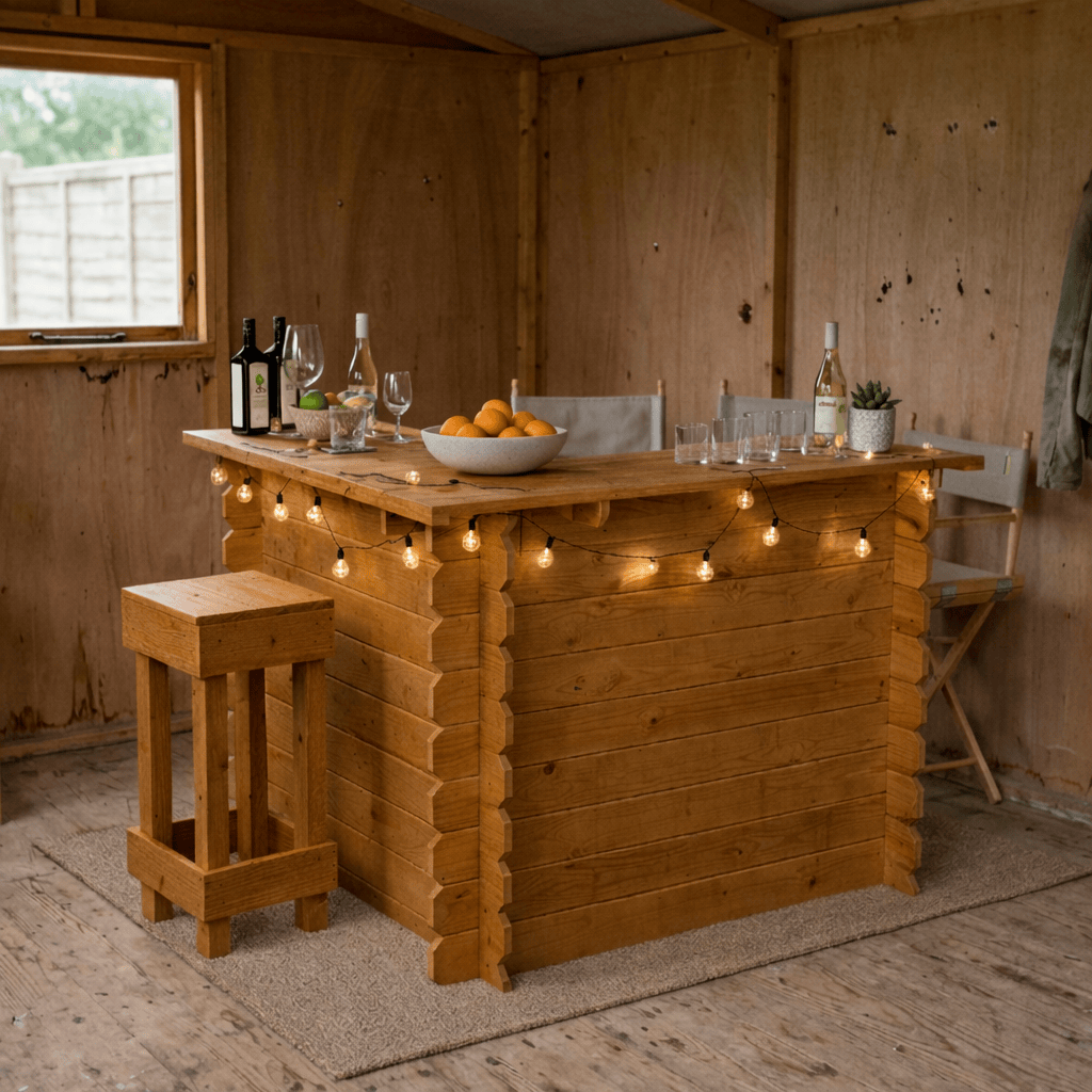 Home & Garden Bars Oak / No / No Add Ons Wooden Interlock Corner Bar