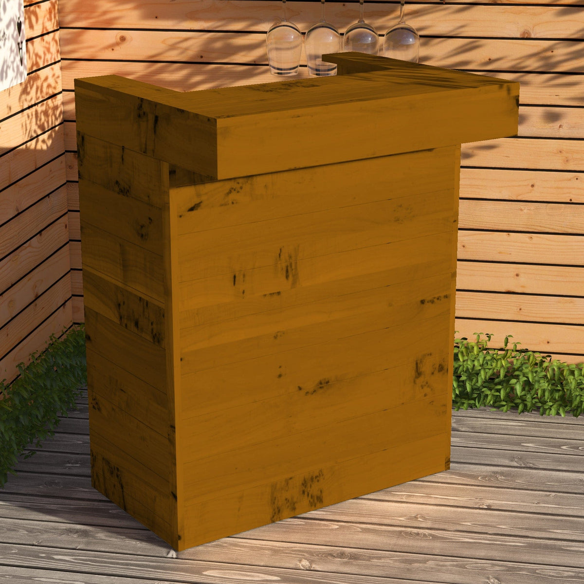 Home & Garden Bars Oak Rustic Wooden Pallet Bar - 80cm