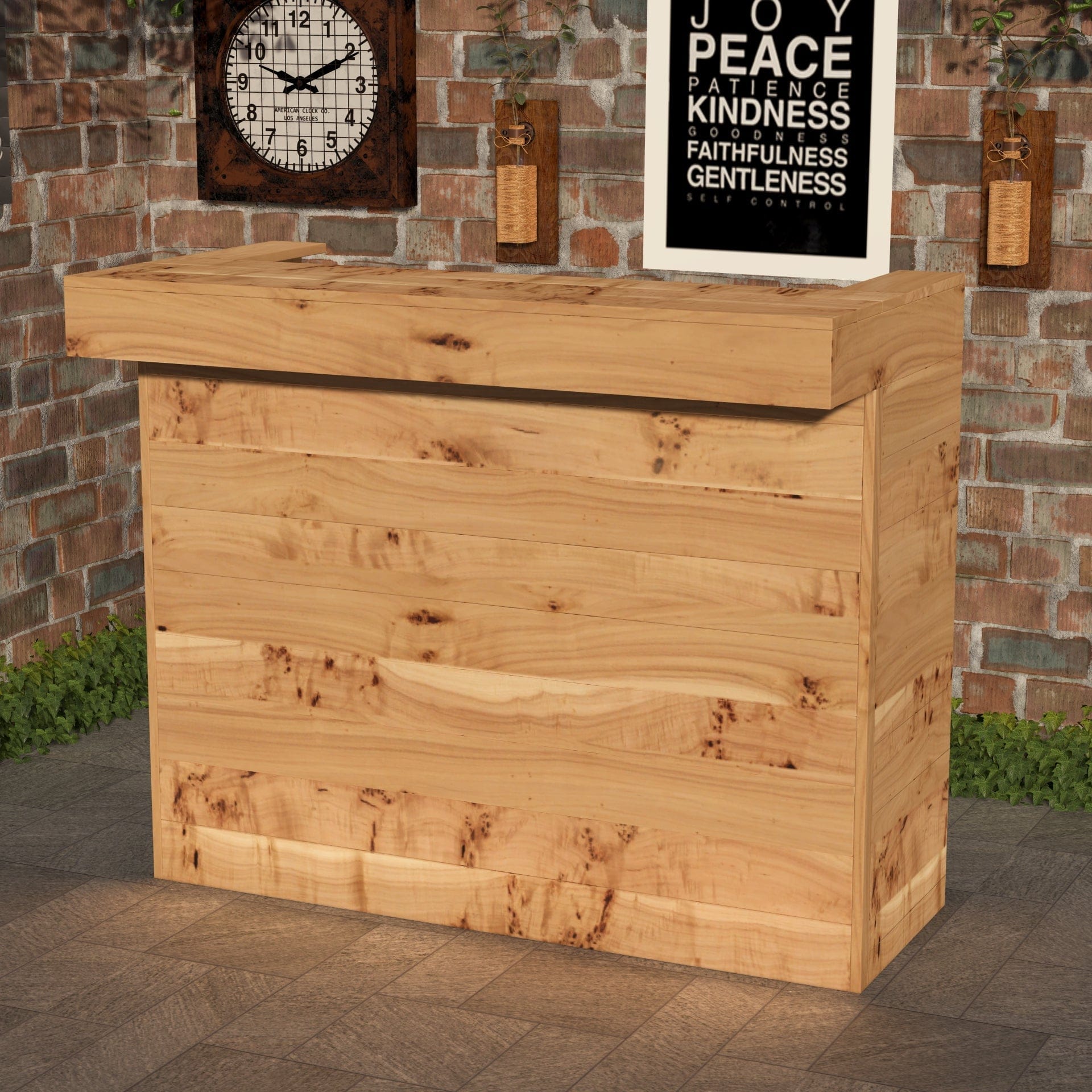 Home & Garden Bars Rustic Wooden Bar & Bar Stools Set - Includes LED's
