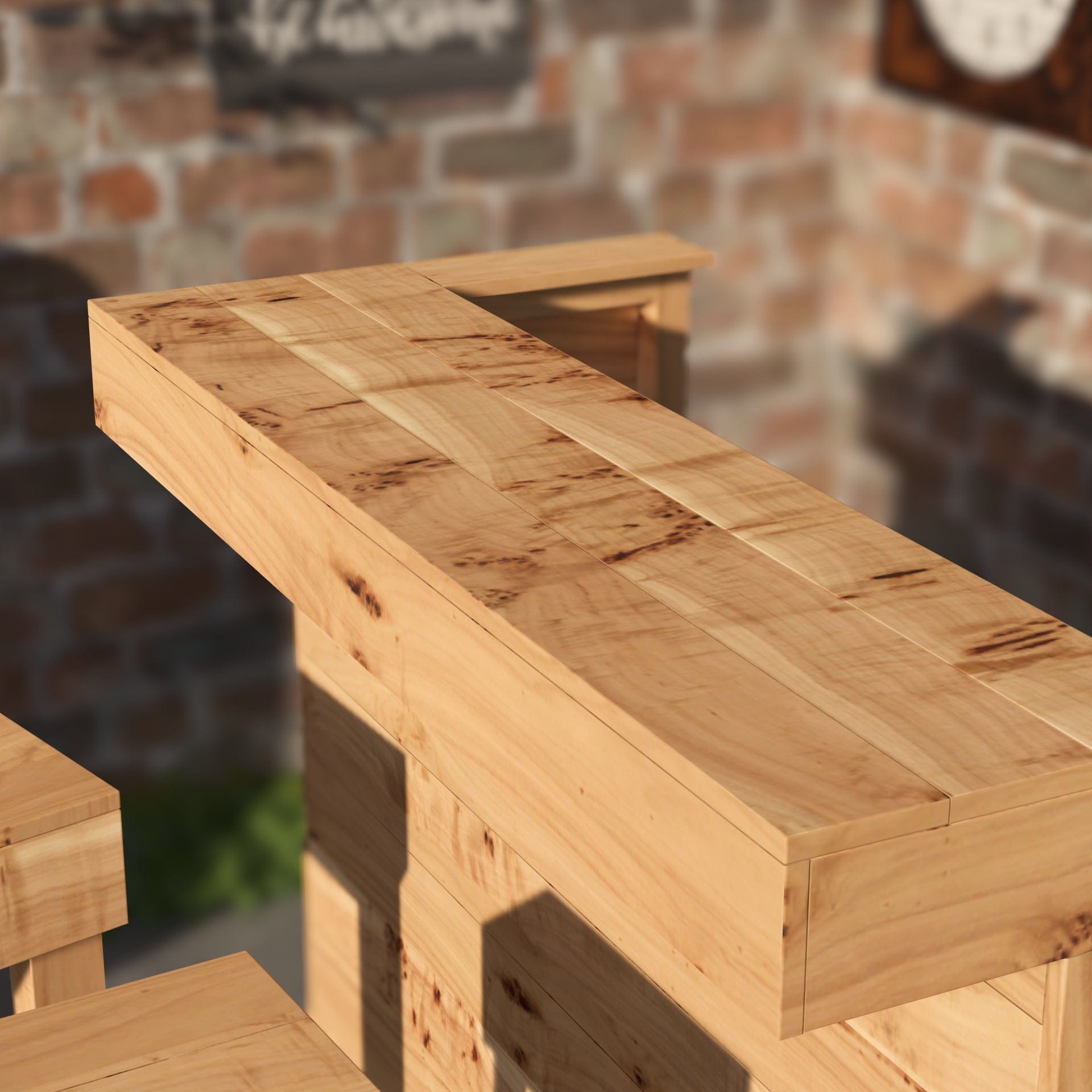Home & Garden Bars Rustic Wooden Bar & Bar Stools Set - Includes LED's