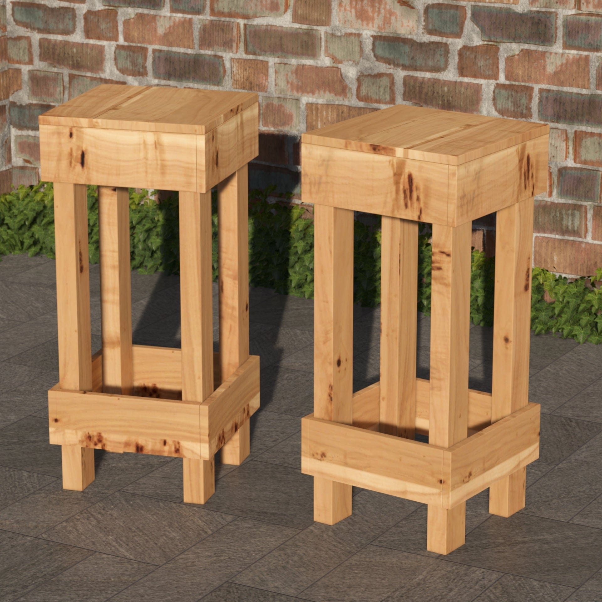 Home & Garden Bars Rustic Wooden Bar & Bar Stools Set - Includes LED's