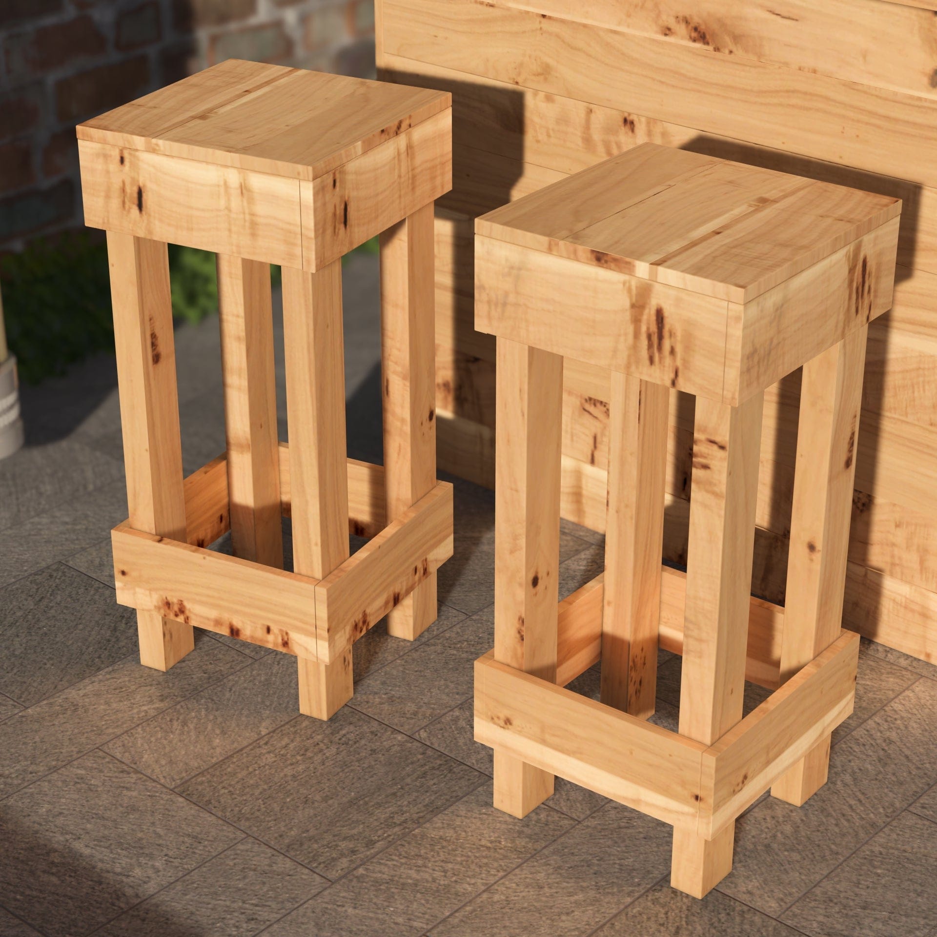 Home & Garden Bars Rustic Wooden Bar & Bar Stools Set - Includes LED's