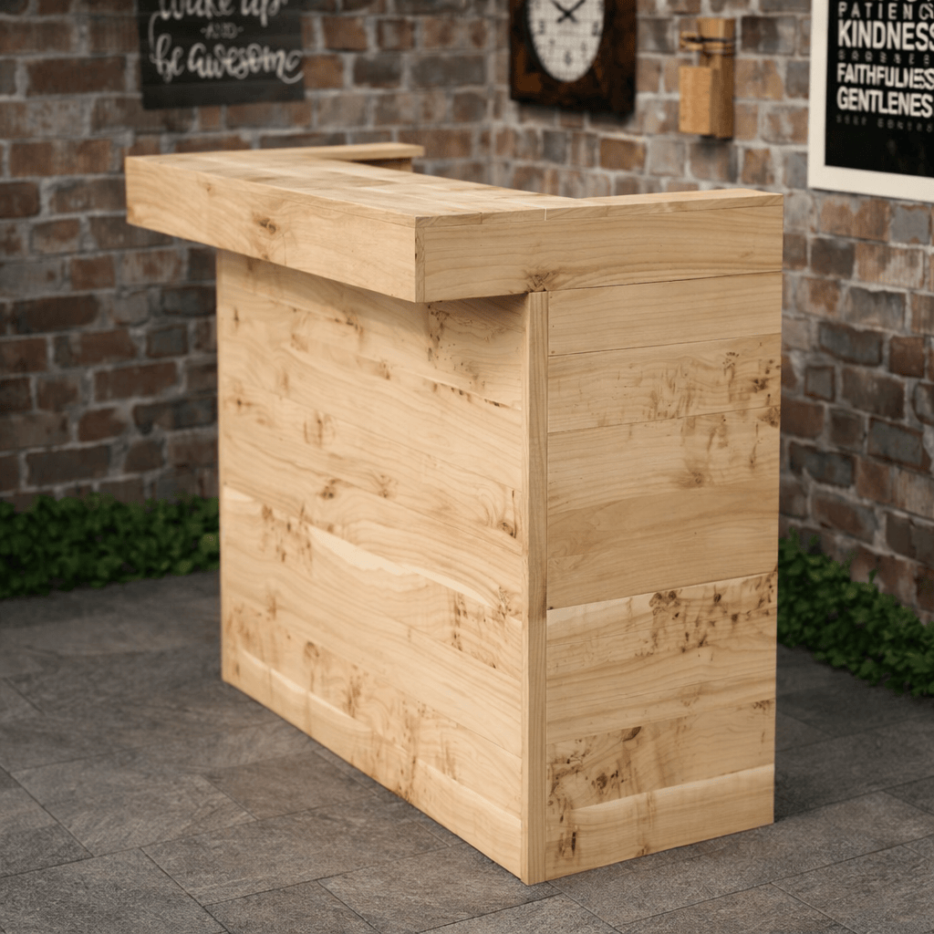 Home & Garden Bars Rustic Wooden Bar & Bar Stools Set - Includes LED's