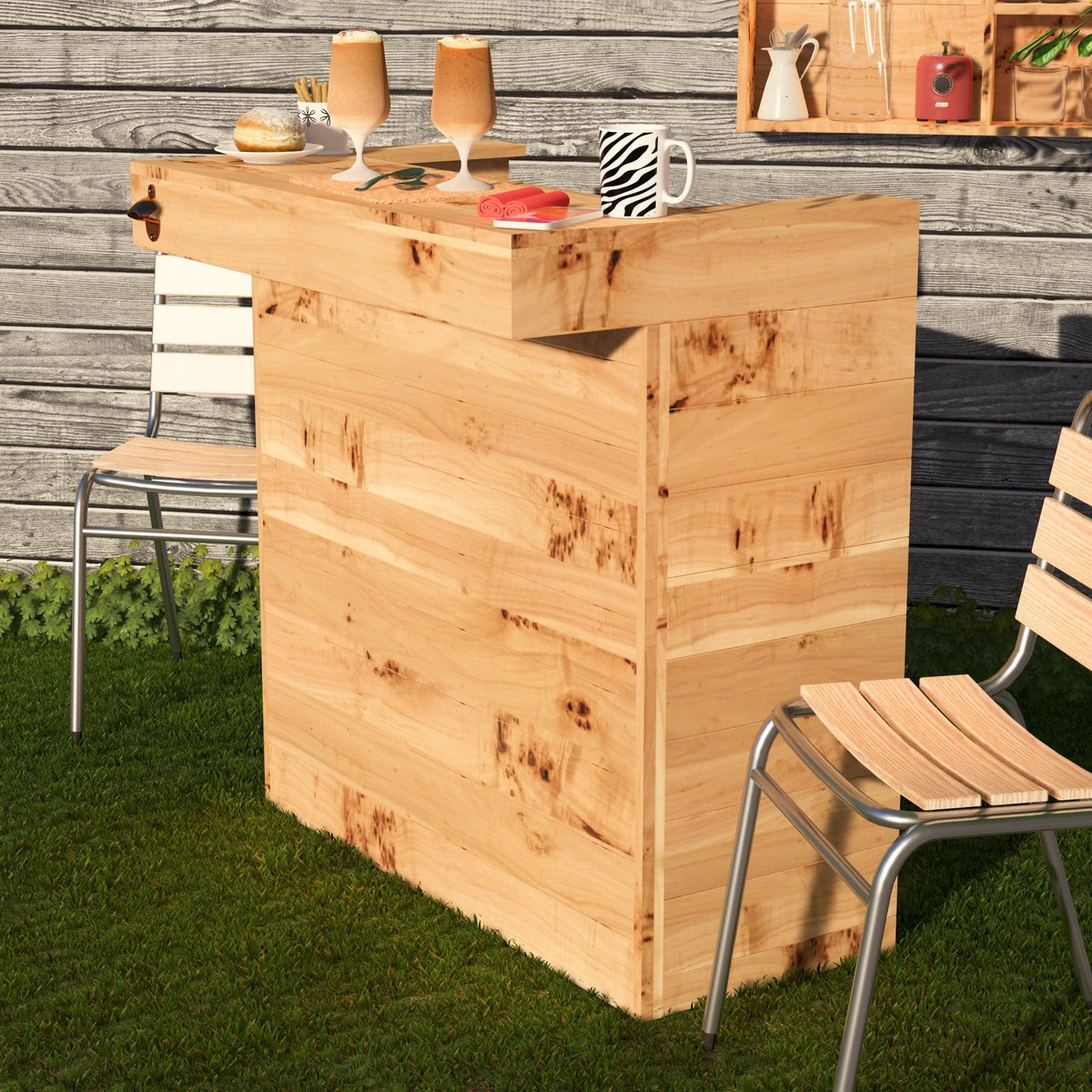 Home & Garden Bars Rustic Wooden Pallet Bar - 100cm