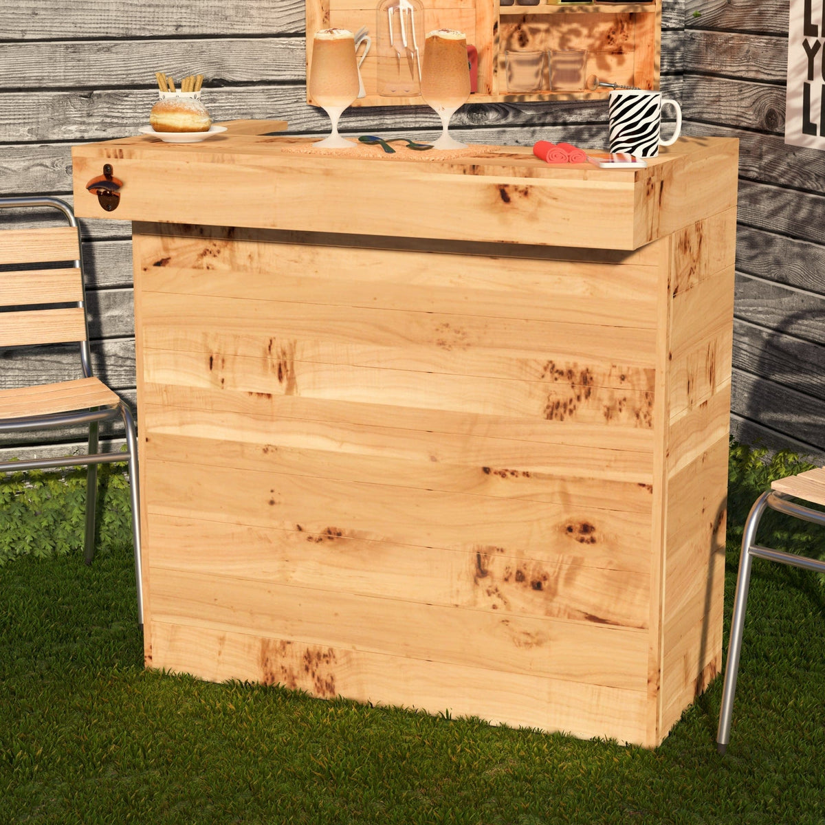 Home & Garden Bars Rustic Wooden Pallet Bar - 100cm