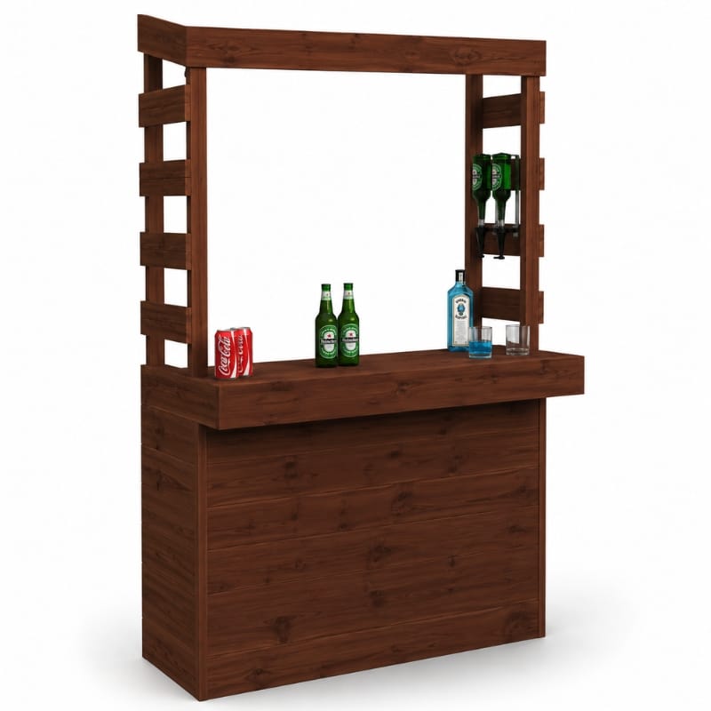 Home & Garden Bars Walnut Large Rustic Wooden Garden Bar with Roof