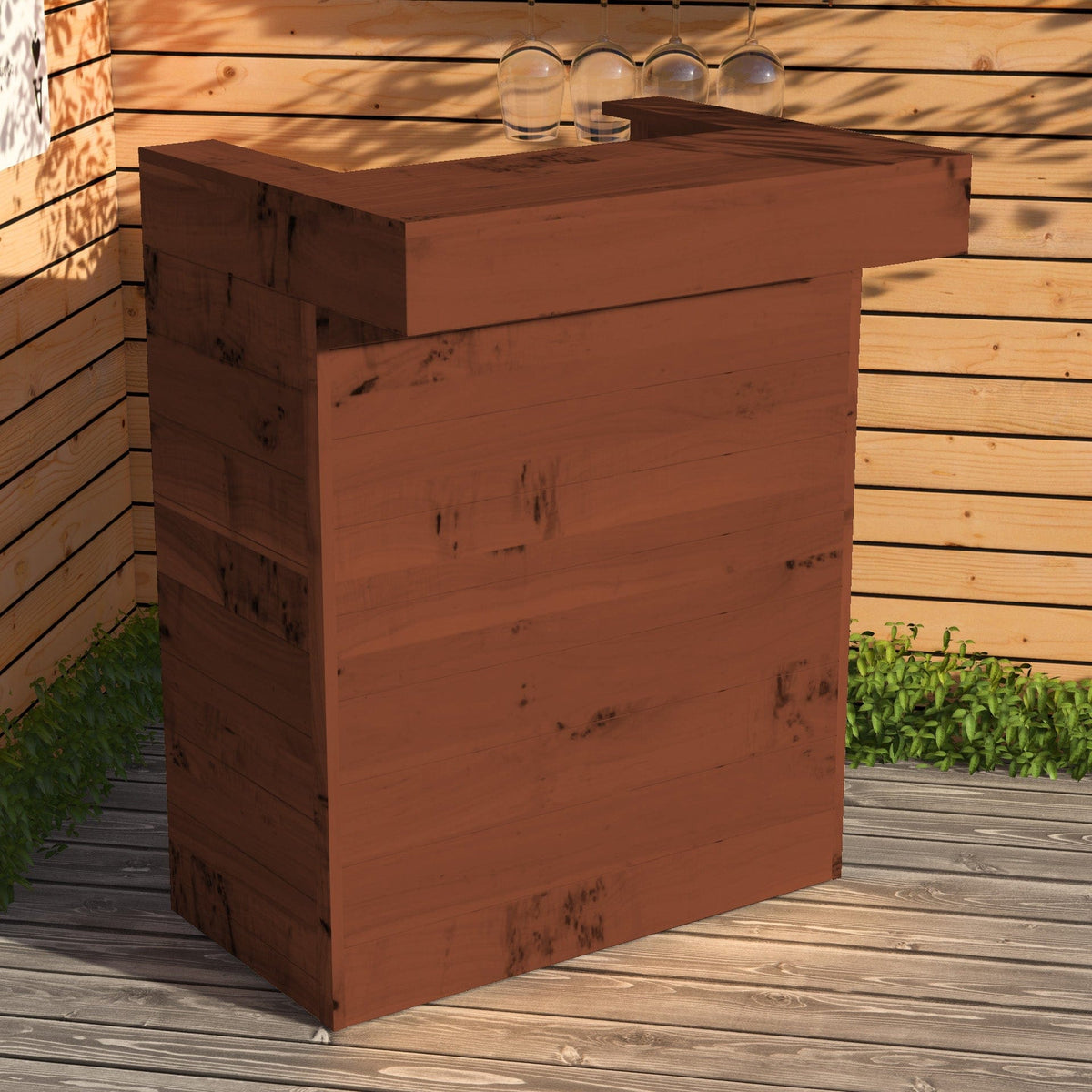 Home & Garden Bars Walnut Rustic Wooden Pallet Bar - 80cm