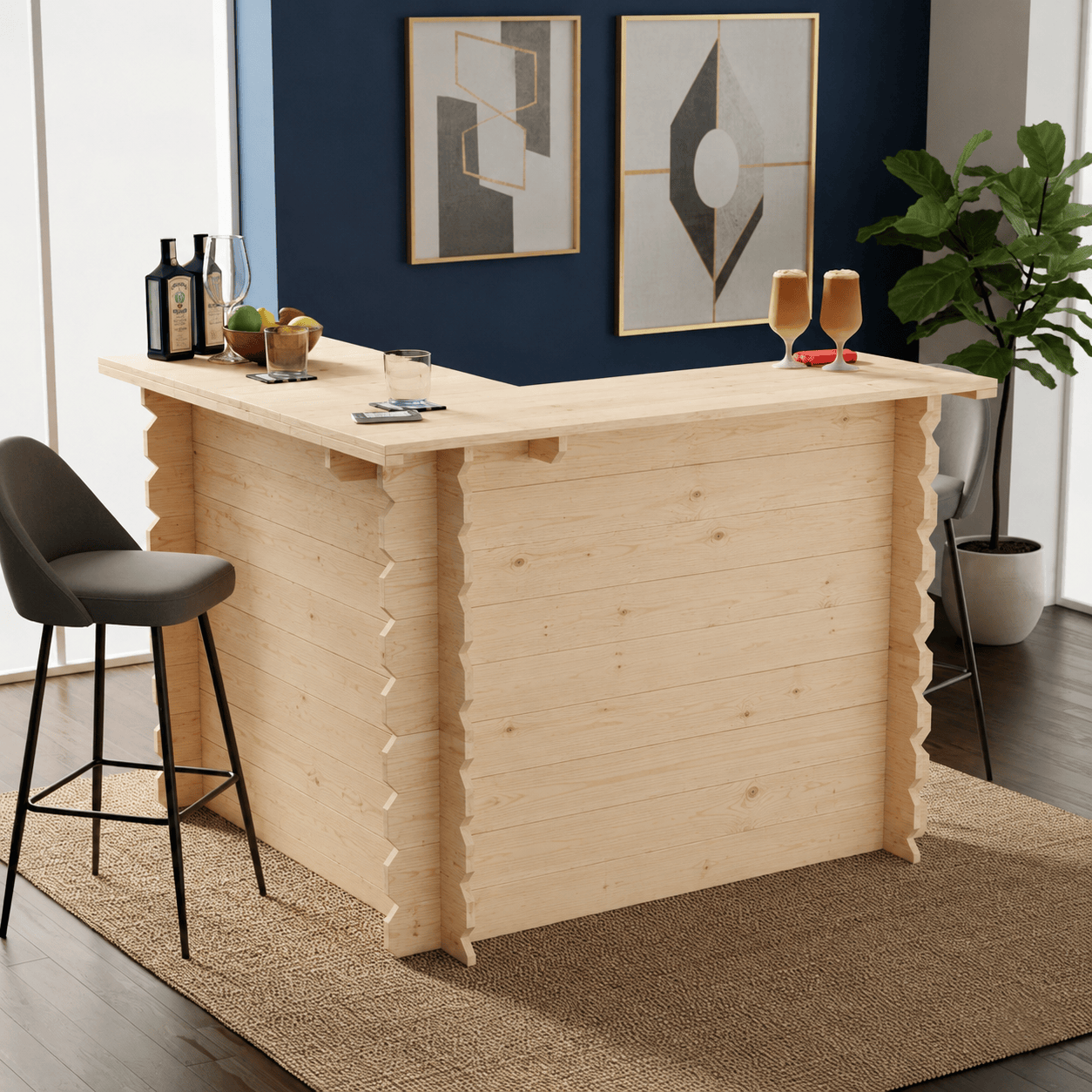 Home & Garden Bars Wooden Interlock Corner Bar