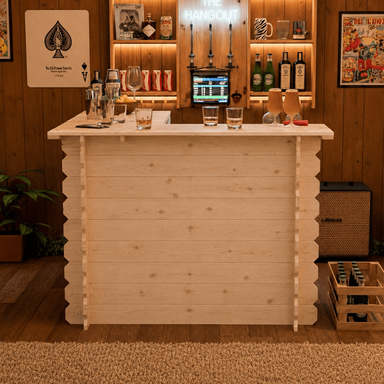 Home & Garden Bars Wooden Interlock Corner Bar