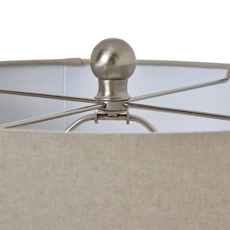 Lamp Squat White Beaded Ceramic Lamp With Linen Shade