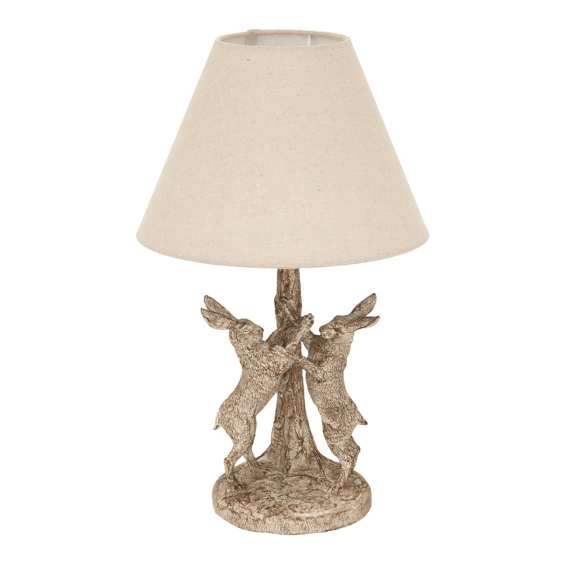 Lamp Stonewashed Marching Hares Lamp With Linen Shade