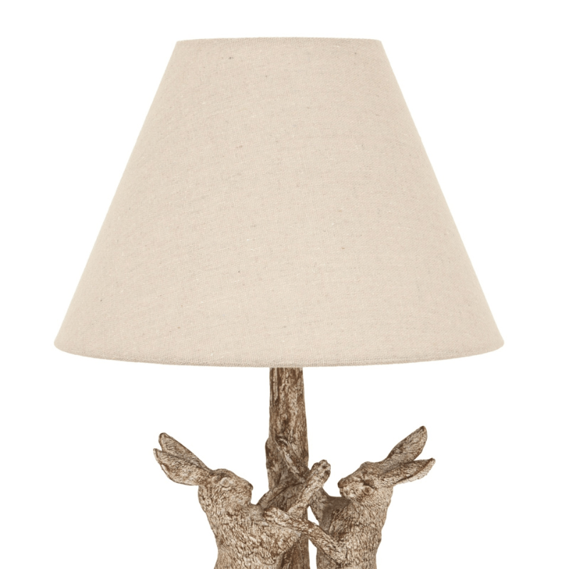 Lamp Stonewashed Marching Hares Lamp With Linen Shade