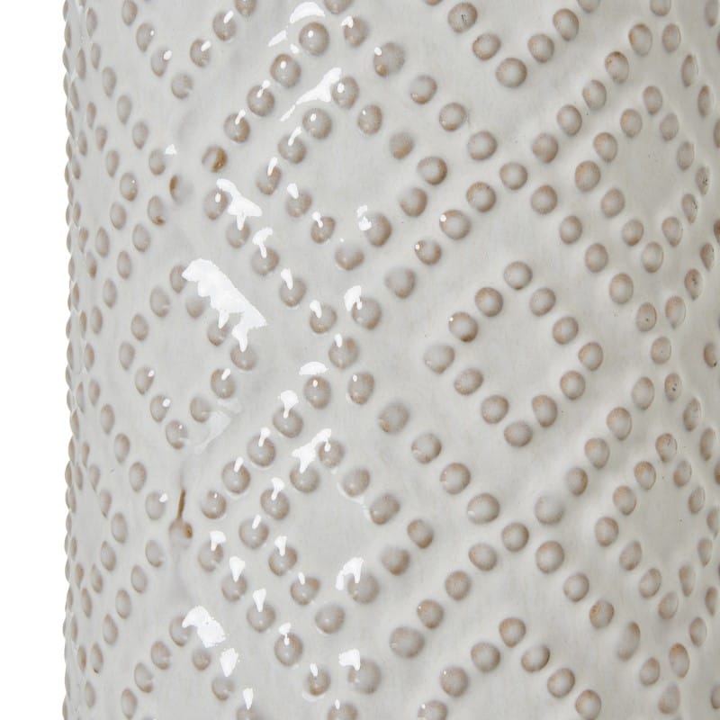 Lamp White Beaded Ceramic Lamp With Linen Shade