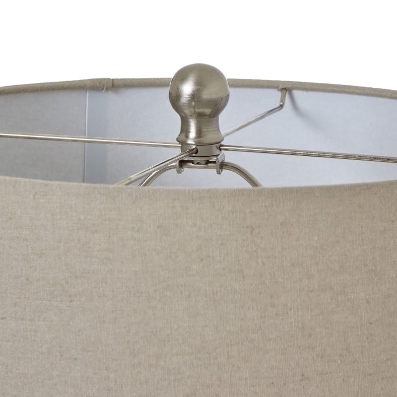 Lamp White Beaded Ceramic Lamp With Linen Shade