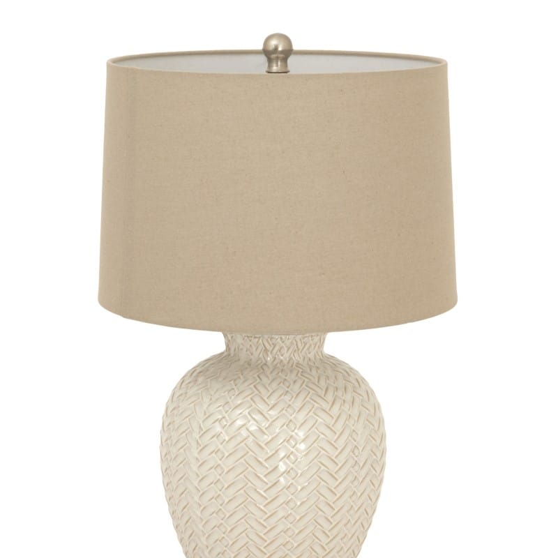 Lamps Twill Weave Ceramic Table Lamp With Linen Shade