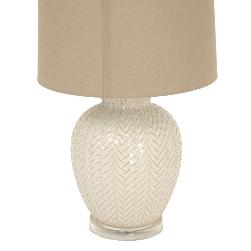 Lamps Twill Weave Ceramic Table Lamp With Linen Shade