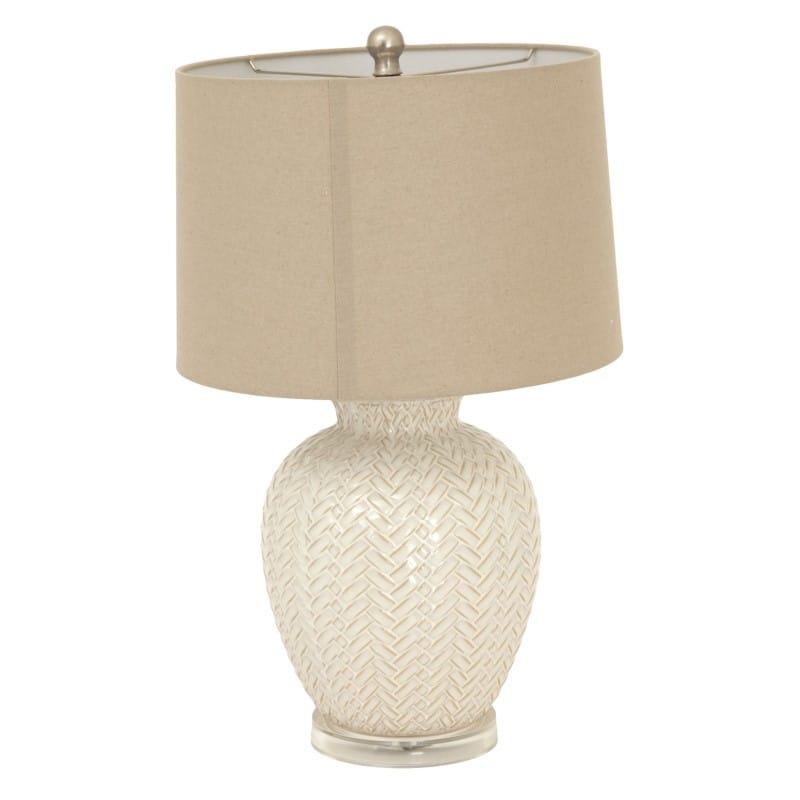Lamps Twill Weave Ceramic Table Lamp With Linen Shade
