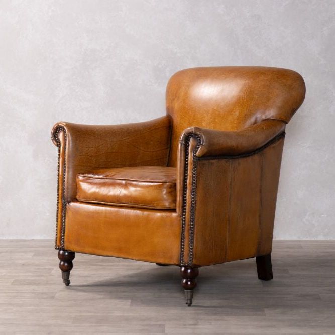 Lansdowne Vintage Style Tan Leather Armchair