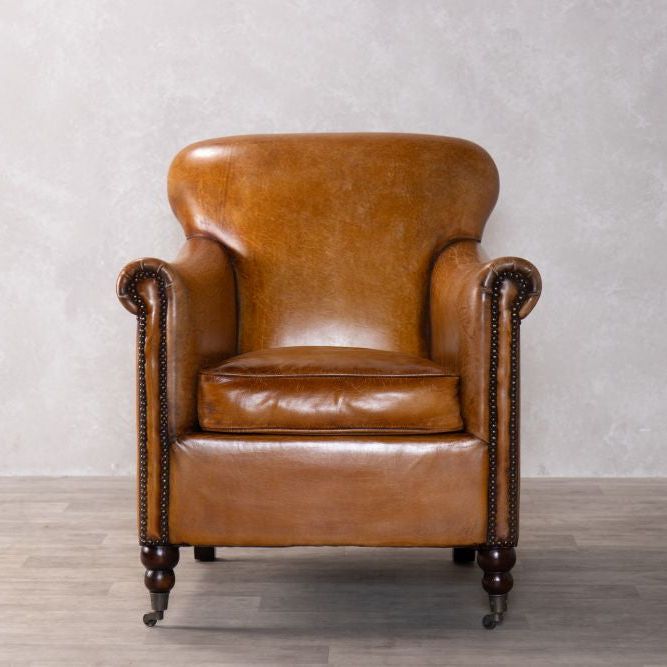 Lansdowne Vintage Style Tan Leather Armchair