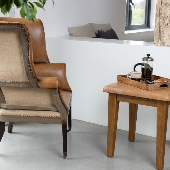 Fairmont Leather Wingback Chair - Tan