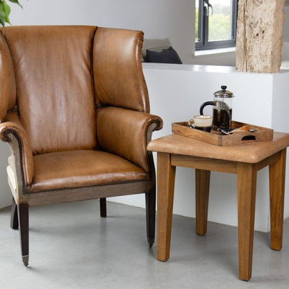 Fairmont Leather Wingback Chair - Tan