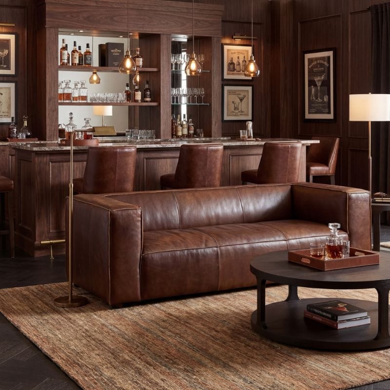Leather Sofa King Three Seater Antique Brown Leather Sofa