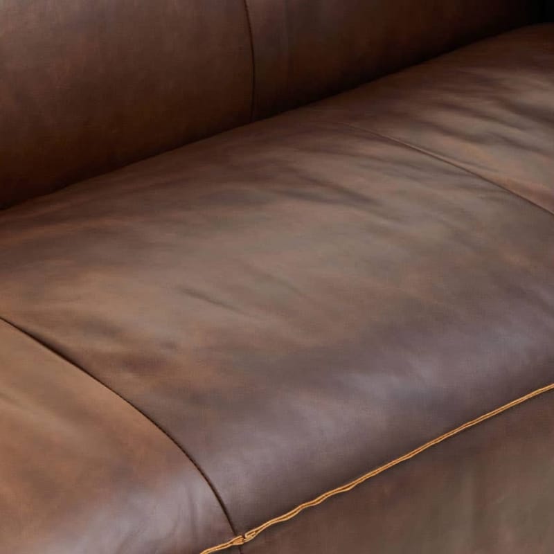 Leather Sofa King Three Seater Antique Brown Leather Sofa