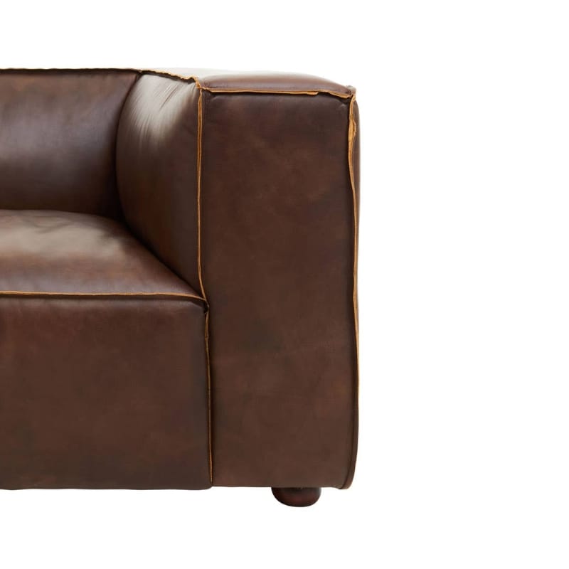 Leather Sofa King Three Seater Antique Brown Leather Sofa