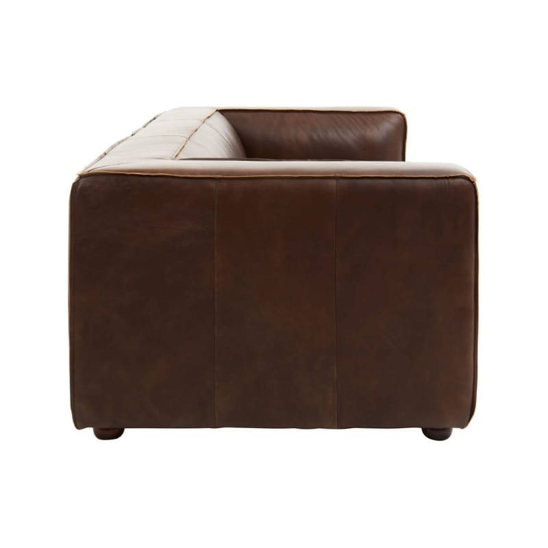 Leather Sofa King Three Seater Antique Brown Leather Sofa
