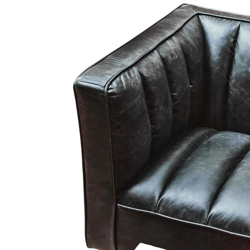 Leather Sofa King Three Seater Black Leather Sofa With Flared Arms