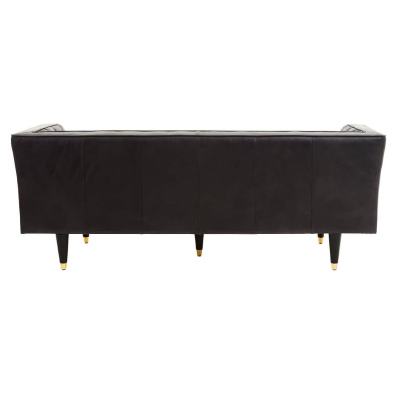 Leather Sofa King Three Seater Black Leather Sofa With Flared Arms