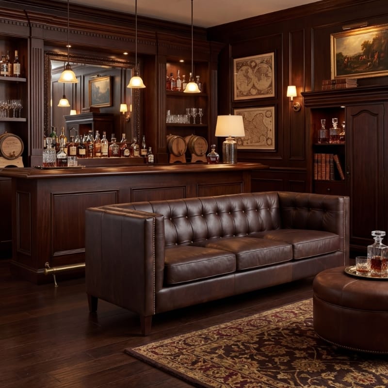 Leather Sofa King Three Seater Dark Brown Leather Modern Chesterfield Sofa