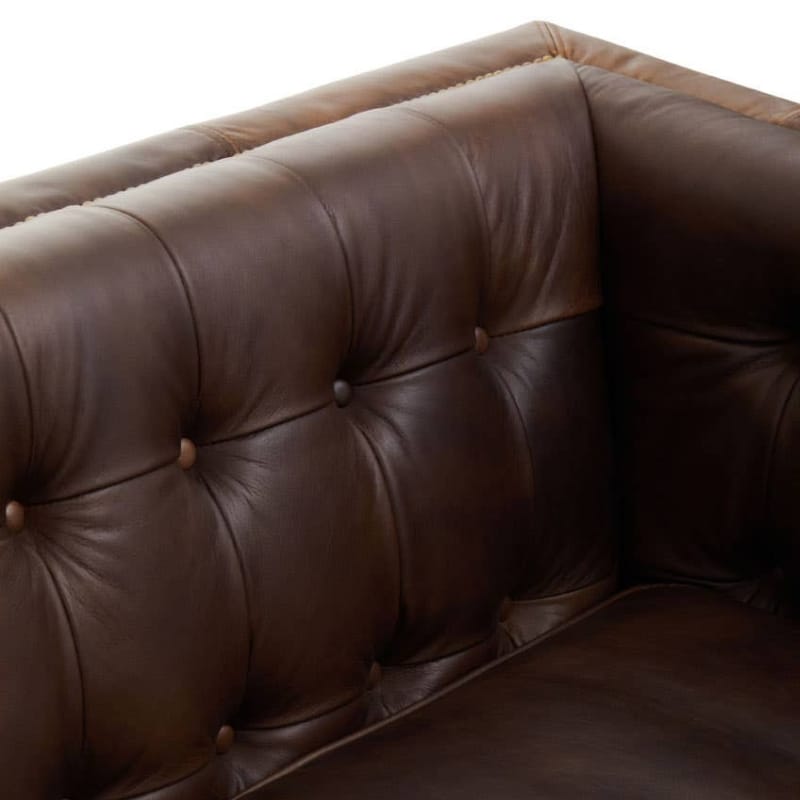 Leather Sofa King Three Seater Dark Brown Leather Modern Chesterfield Sofa