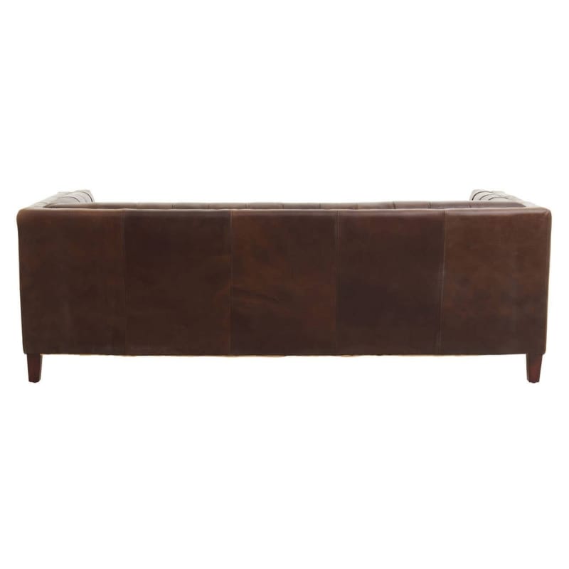 Leather Sofa King Three Seater Dark Brown Leather Modern Chesterfield Sofa