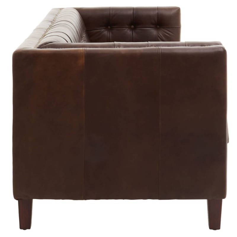 Leather Sofa King Three Seater Dark Brown Leather Modern Chesterfield Sofa