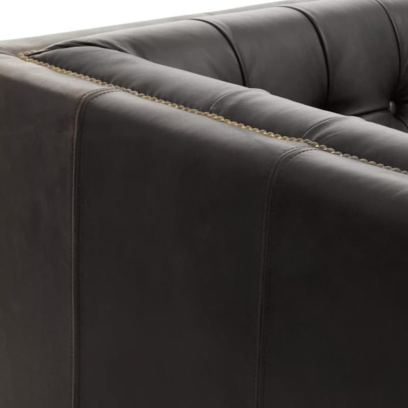 Leather Sofa King Three Seater Modern Chesterfield Black Leather Sofa