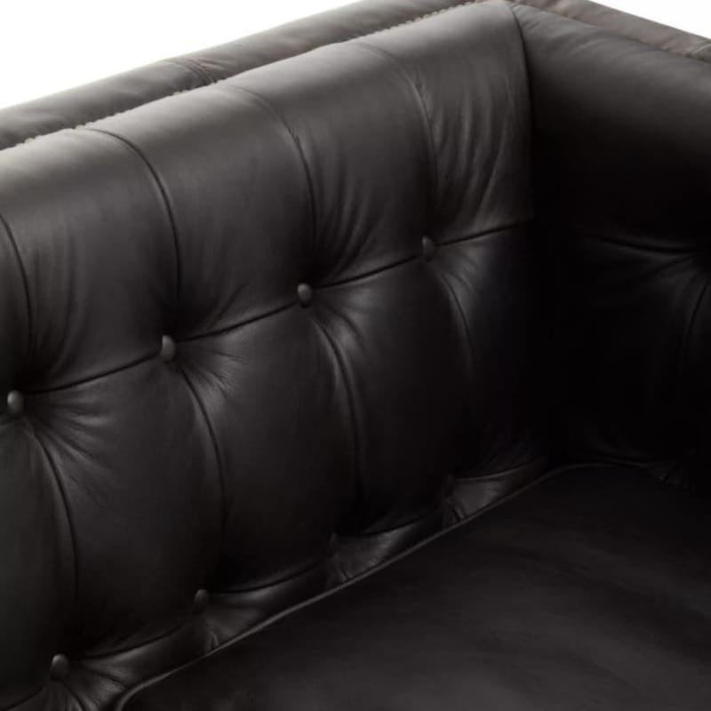 Leather Sofa King Three Seater Modern Chesterfield Black Leather Sofa