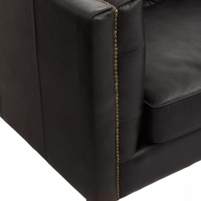 Leather Sofa King Three Seater Modern Chesterfield Black Leather Sofa