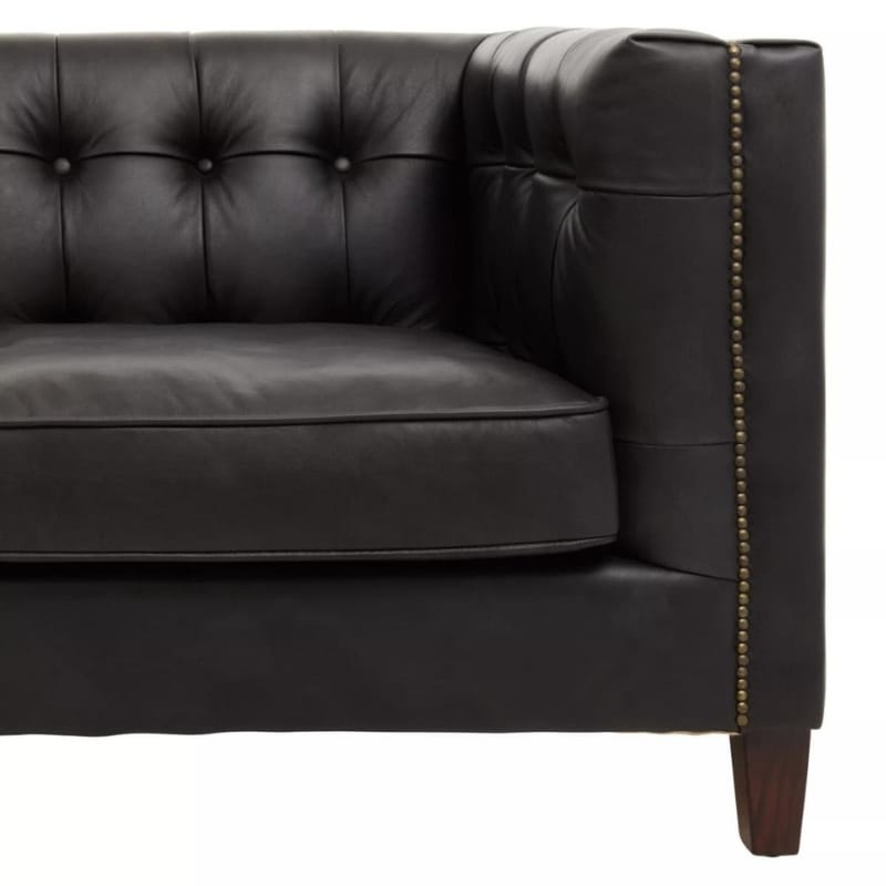 Leather Sofa King Three Seater Modern Chesterfield Black Leather Sofa