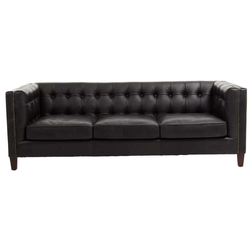 Leather Sofa King Three Seater Modern Chesterfield Black Leather Sofa