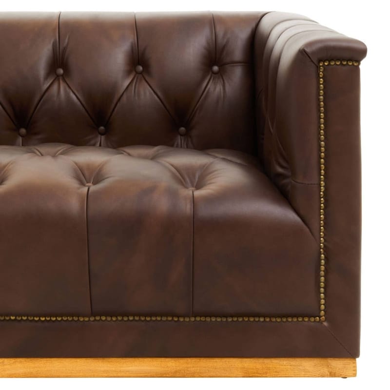 Leather Sofa King Three Seater Modern Chesterfield Dark Brown Leather Sofa