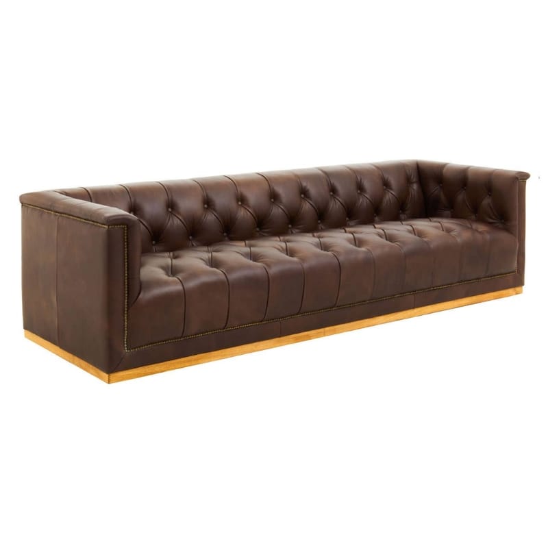 Leather Sofa King Three Seater Modern Chesterfield Dark Brown Leather Sofa