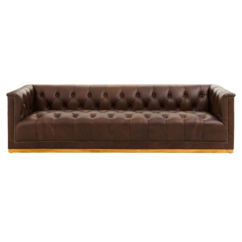 Leather Sofa King Three Seater Modern Chesterfield Dark Brown Leather Sofa
