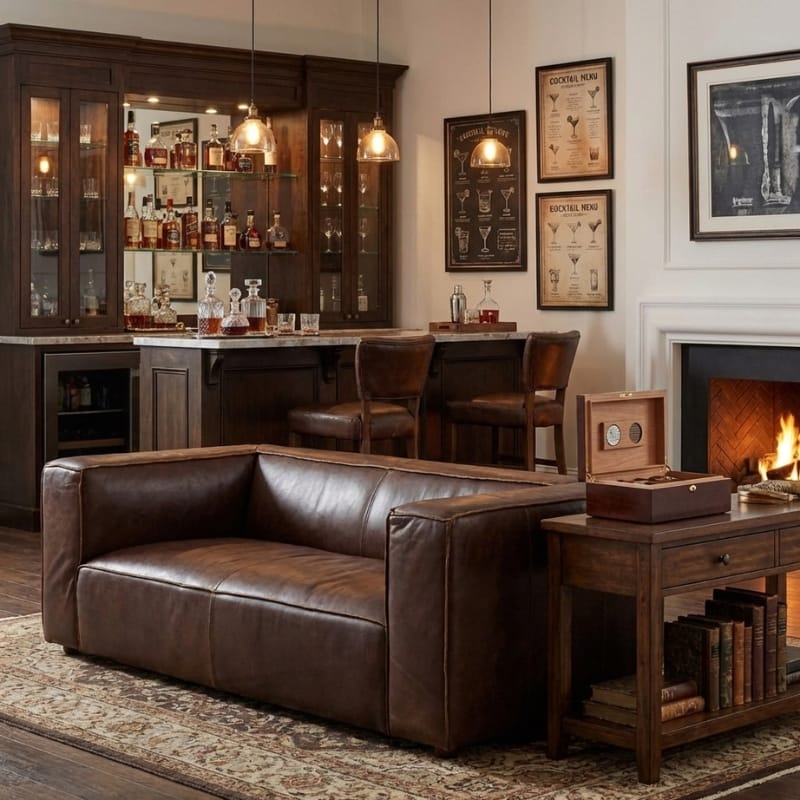 Leather Sofa King Two Seater Antique Brown Leather Sofa