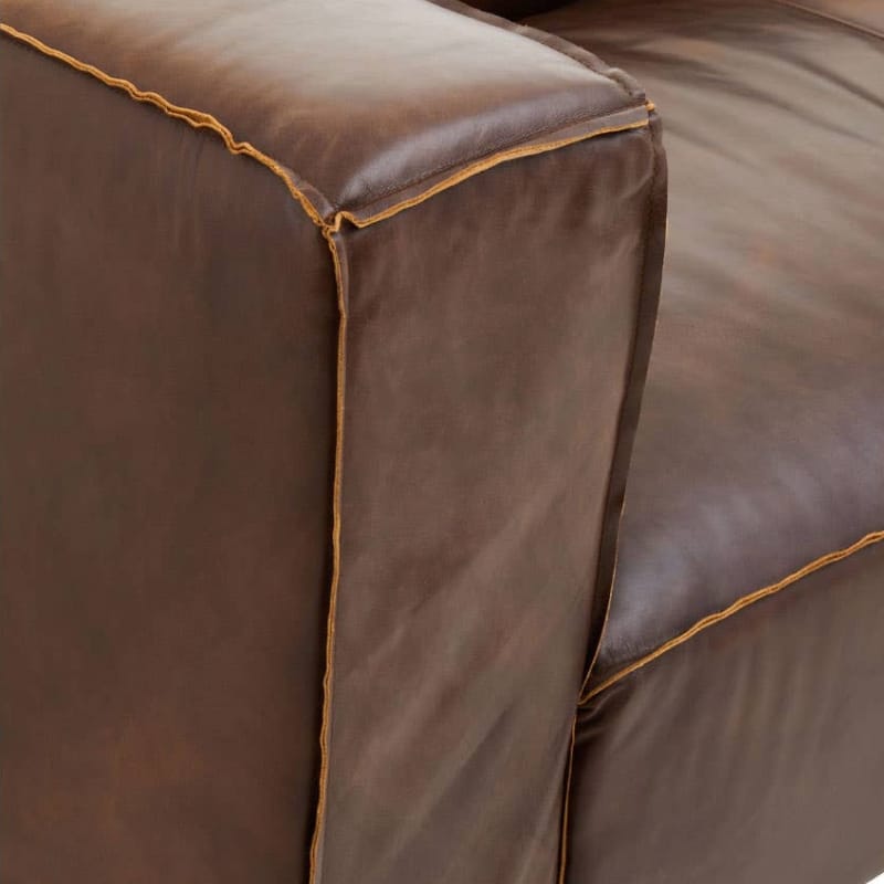 Leather Sofa King Two Seater Antique Brown Leather Sofa