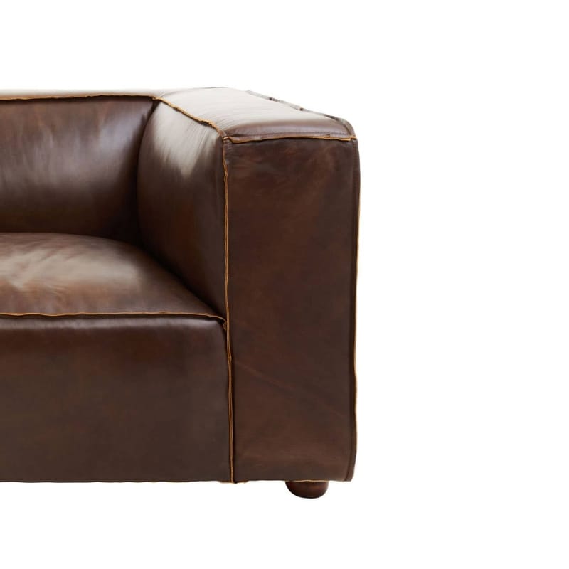Leather Sofa King Two Seater Antique Brown Leather Sofa