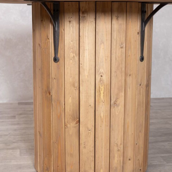 Pine Slatted Drum Bar Table