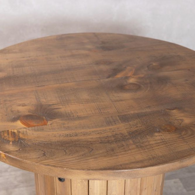 Pine Slatted Drum Bar Table