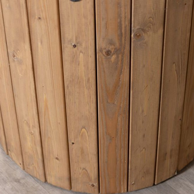 Pine Slatted Drum Bar Table