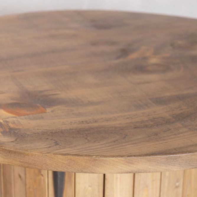 Pine Slatted Drum Bar Table